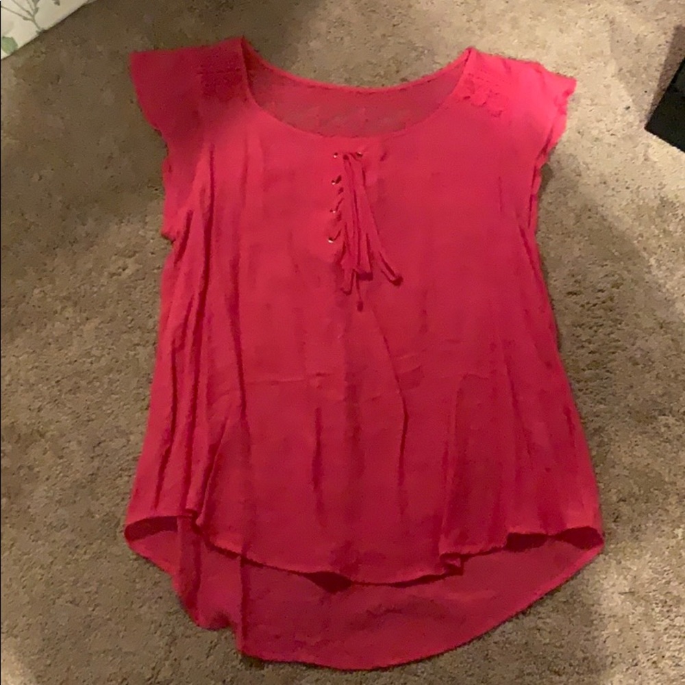 Hot pink linen top